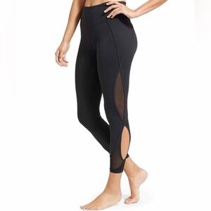 Athleta Black Mesh Salutation 7/8 Tights Size S